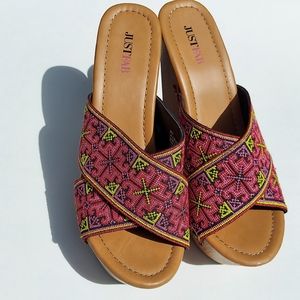 Just Fab Wedge High Heel Sandals Size 8.5